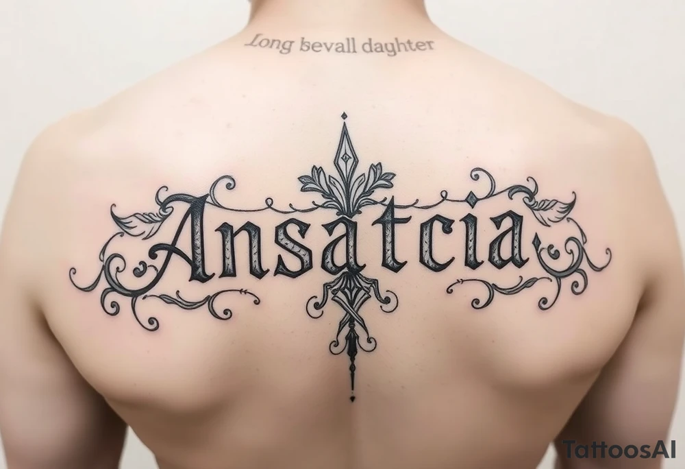 Anastacia in old English.
Long beach California roots
Bi sexual daughter tattoo idea
