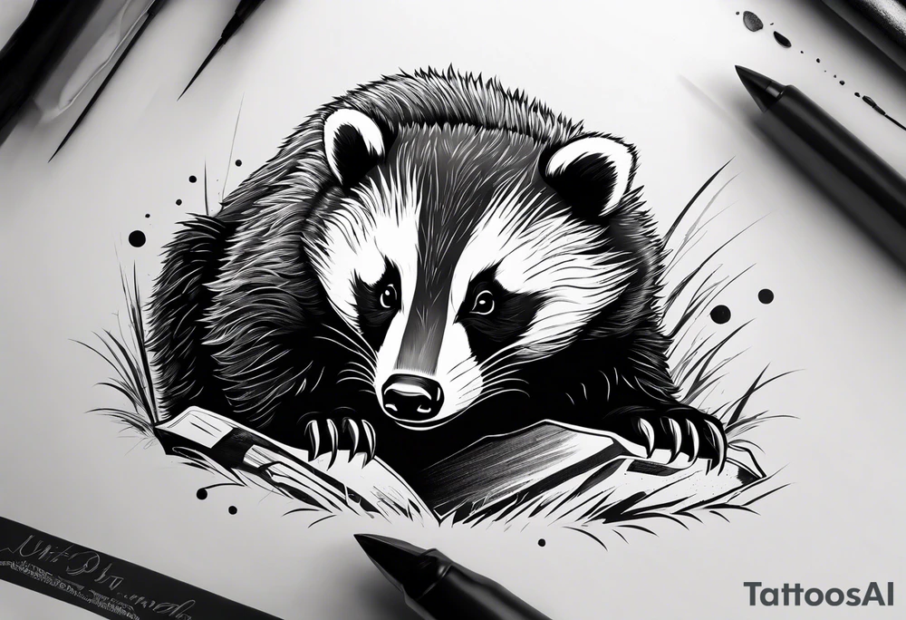 aggressive badger/wolverine with cute face and some quotes tattoo idea aggressive badger/wolverine with cute face and some quotes tattoo idea