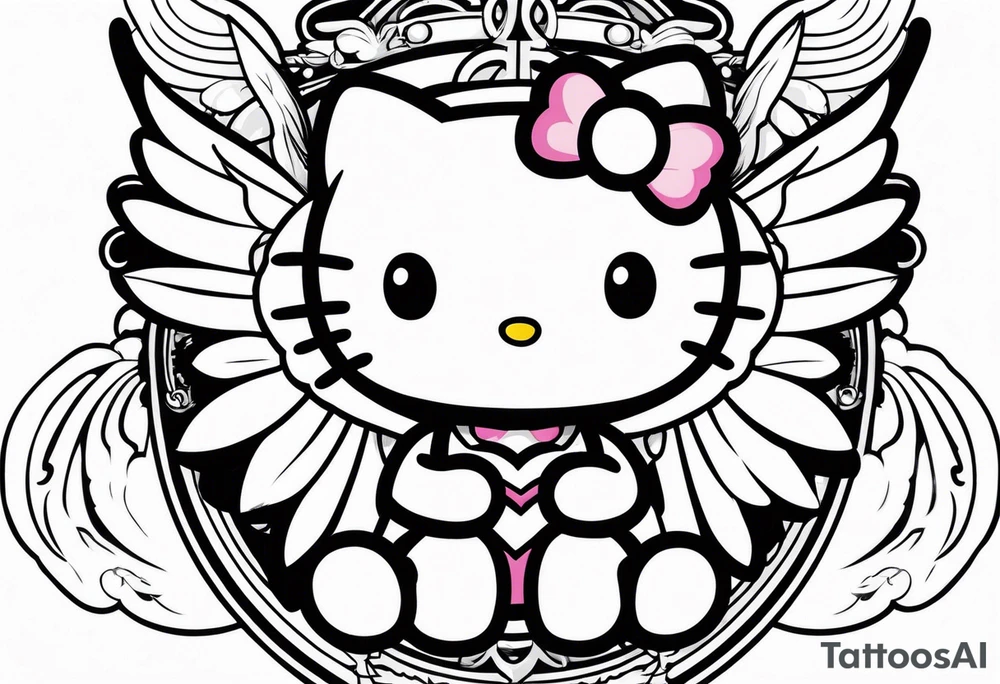 hello kitty angel with halo tattoo idea