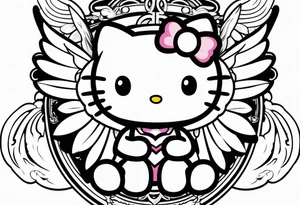 hello kitty angel with halo tattoo idea