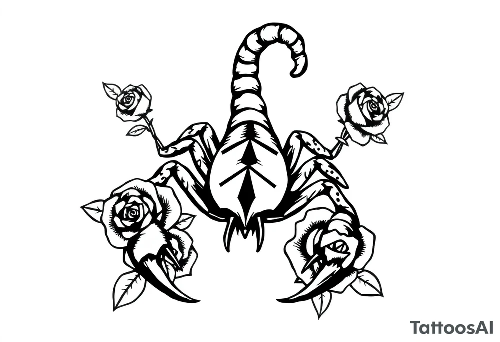 Scorpion with roses tattoo idea
