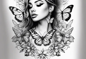neck butterflies tattoo idea
