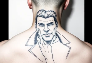 give me a full neck tattoo of Richie rich 
 in black ink tattoo idea