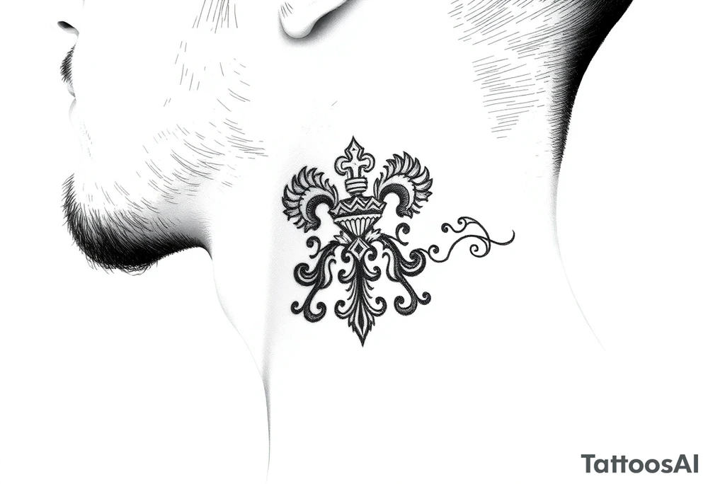 Traditional Russian orthodox design on the side of neck tattoo idea