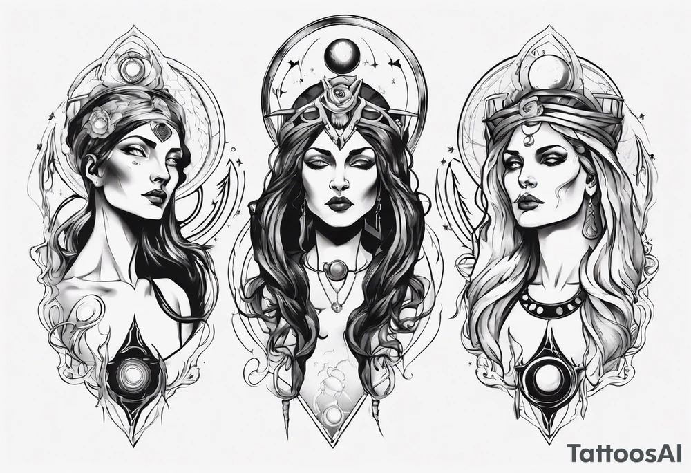 The High Priestesses. Hecate, Artemis and Selene in One. Representing Magic, Intuition and The Moon. tattoo idea
