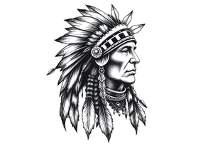 Native American warrior with head dress and arrows tattoo idea