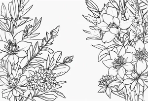 Larkspur and aster bouquet tattoo idea