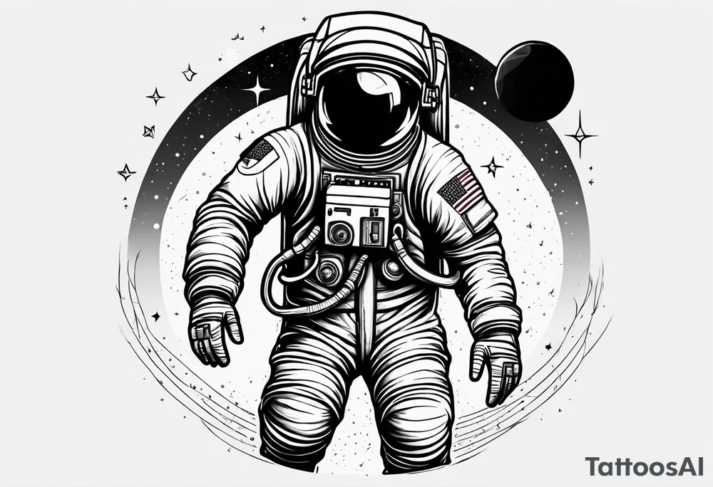 astronaut with music dancing in the moonlight tattoo idea