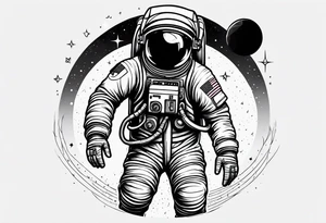 astronaut with music dancing in the moonlight tattoo idea
