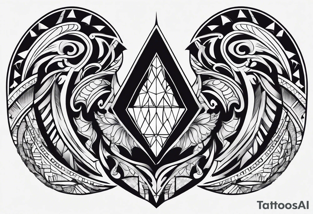 simple Dimond shape split in two halves tattoo idea