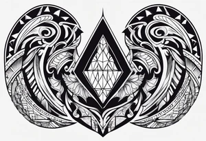 simple Dimond shape split in two halves tattoo idea