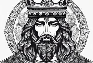 Almighty powerful King Jesus cutting off the Serpent head tattoo idea