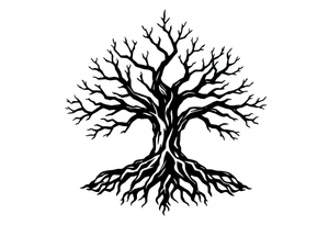 tree with 6 branches and 6 roots tattoo idea