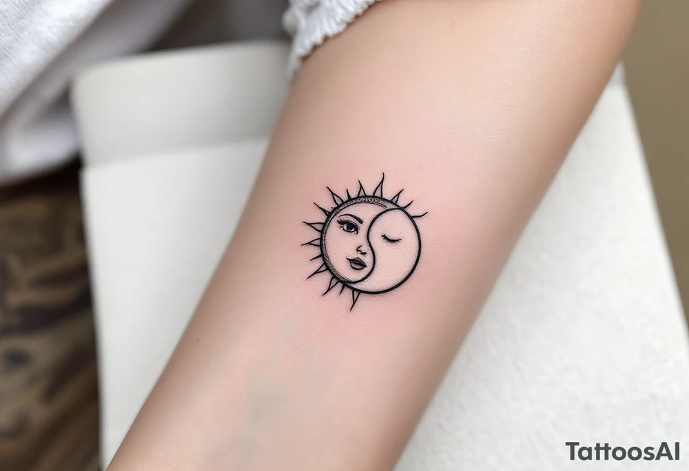 sunface (sunsign in aquarius) & moonface (moonsign in pisces) astrology / yang and yang / apple emojis inspired tattoo idea