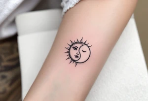 sunface (sunsign in aquarius) & moonface (moonsign in pisces) astrology / yang and yang / apple emojis inspired tattoo idea