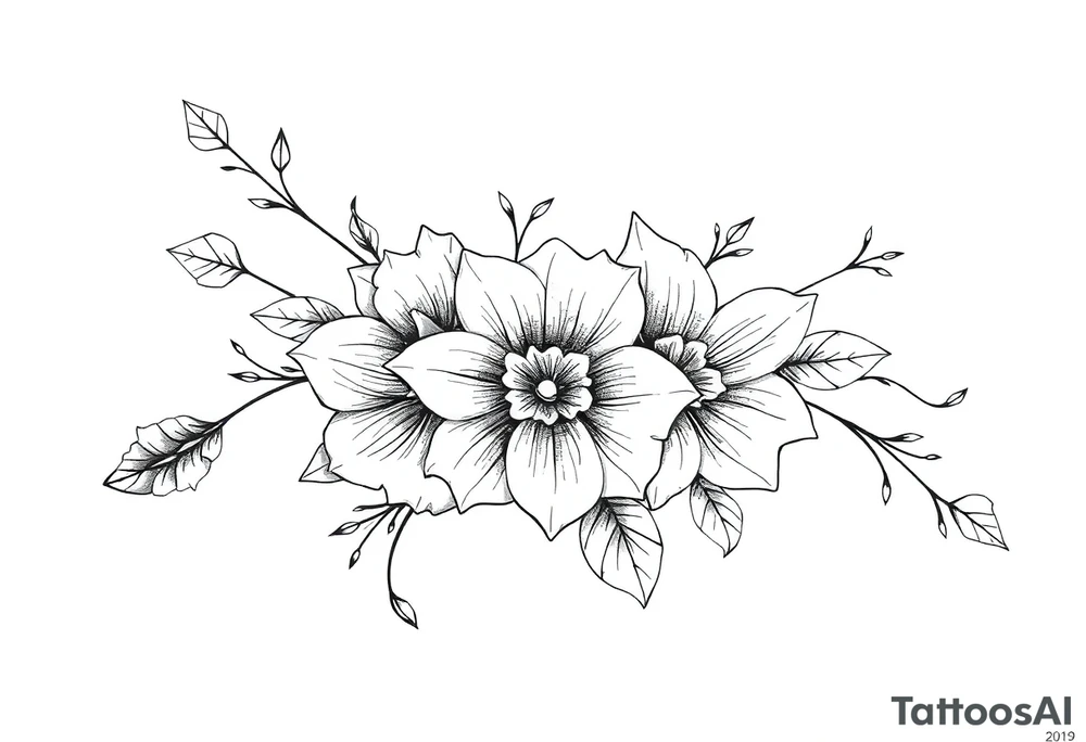 ornaments of flowers tattoo idea