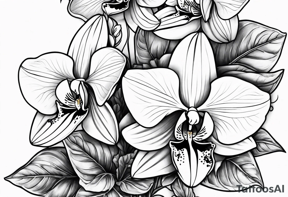 Orquídea e Bougainvillea delicadas tattoo idea