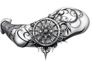 vintage roman numerals within ornate clockwork mechanism tattoo idea