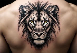 A lion with three golden eyes tattoo idea
