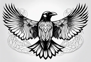 symmetrical outlines of a flying crow tattoo idea