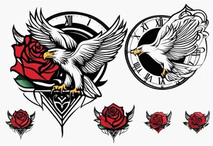 eagle, rose, clock , love tattoo idea