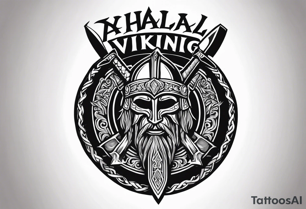 Valhalla viking shield axe sword warrior tattoo idea