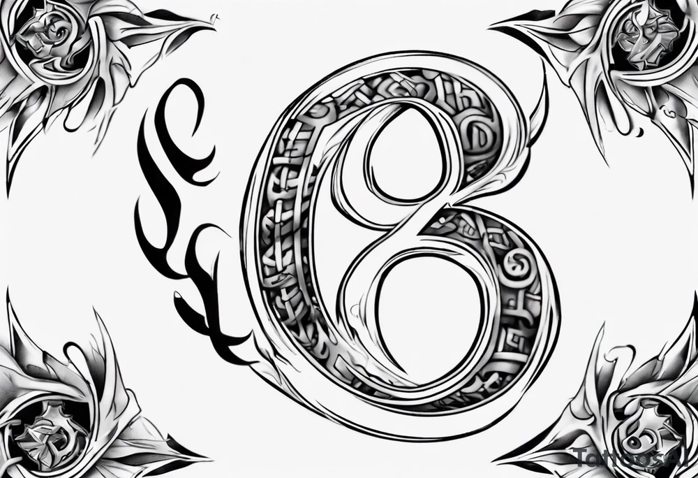 number 9 right side up and upside down connected tattoo black and grey on inside forearm 9:16 aspect ratio tattoo idea
