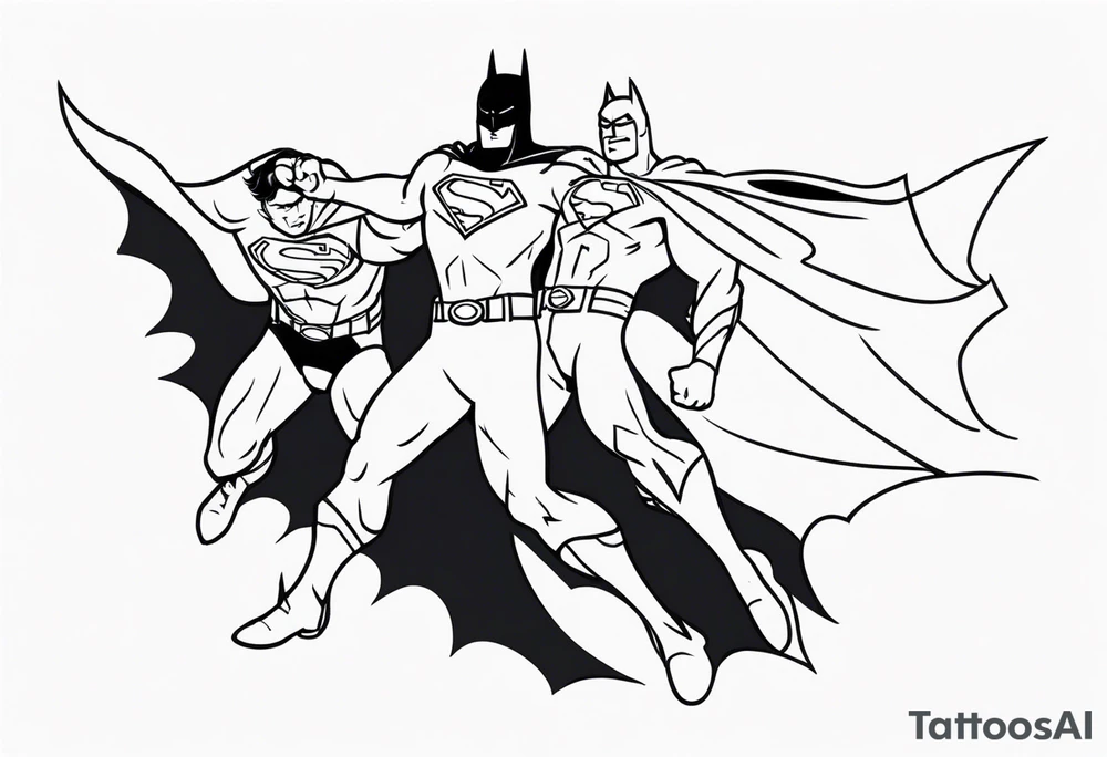 batman fighting superman tattoo idea