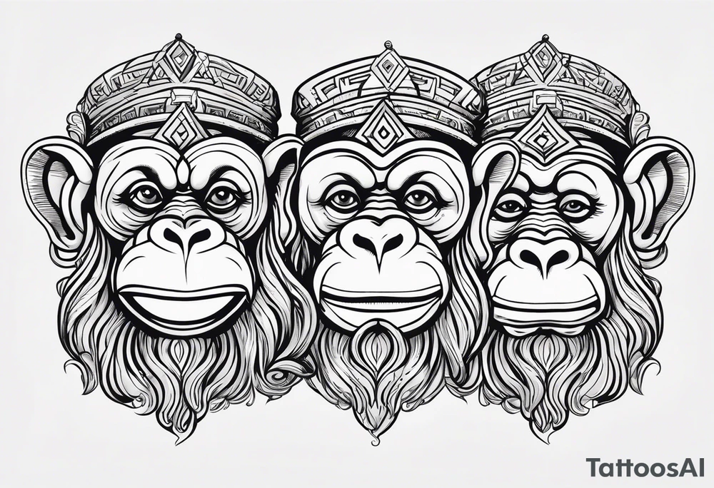 Three wise monkeys: one with hans on eyes, one with hands on mouth, one with hands on ears.
They look wise and cool tattoo idea
