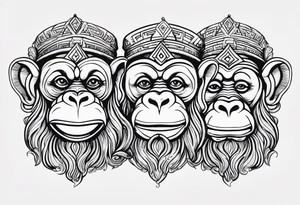 Three wise monkeys: one with hans on eyes, one with hands on mouth, one with hands on ears.
They look wise and cool tattoo idea