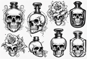 perfume bottle with a scull inside tattoo idea