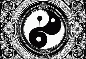 Yin yang blended with an hourglass, rich details tattoo idea