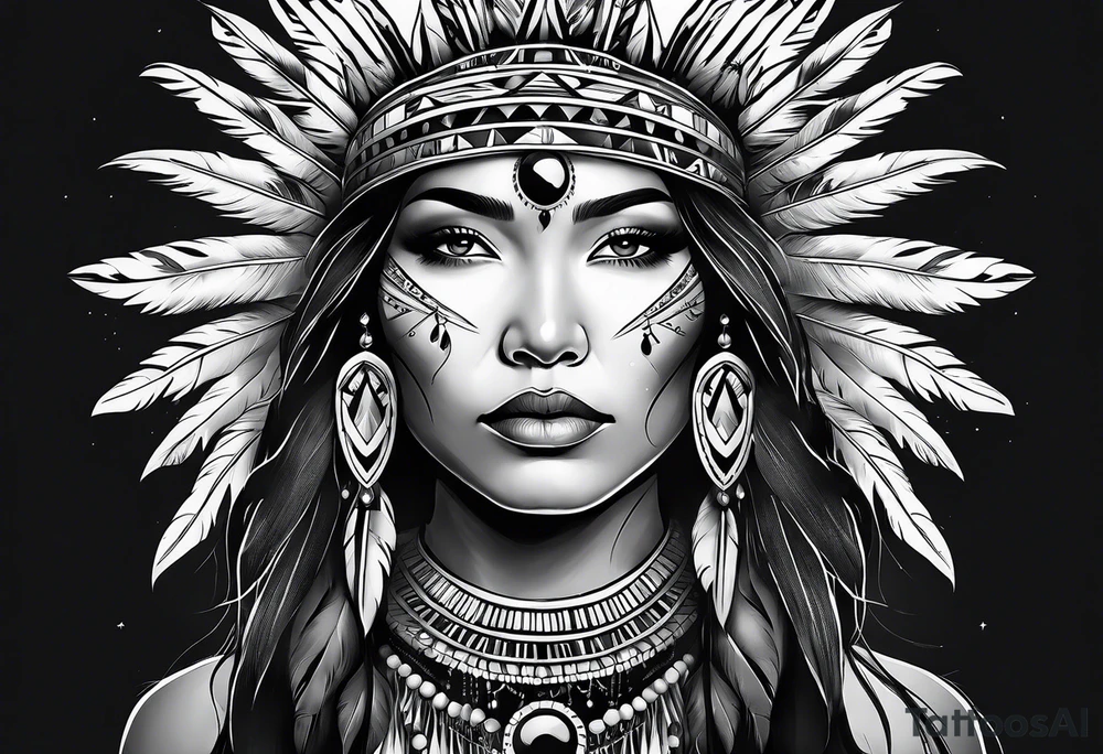 Native American woman spirit tattoo idea