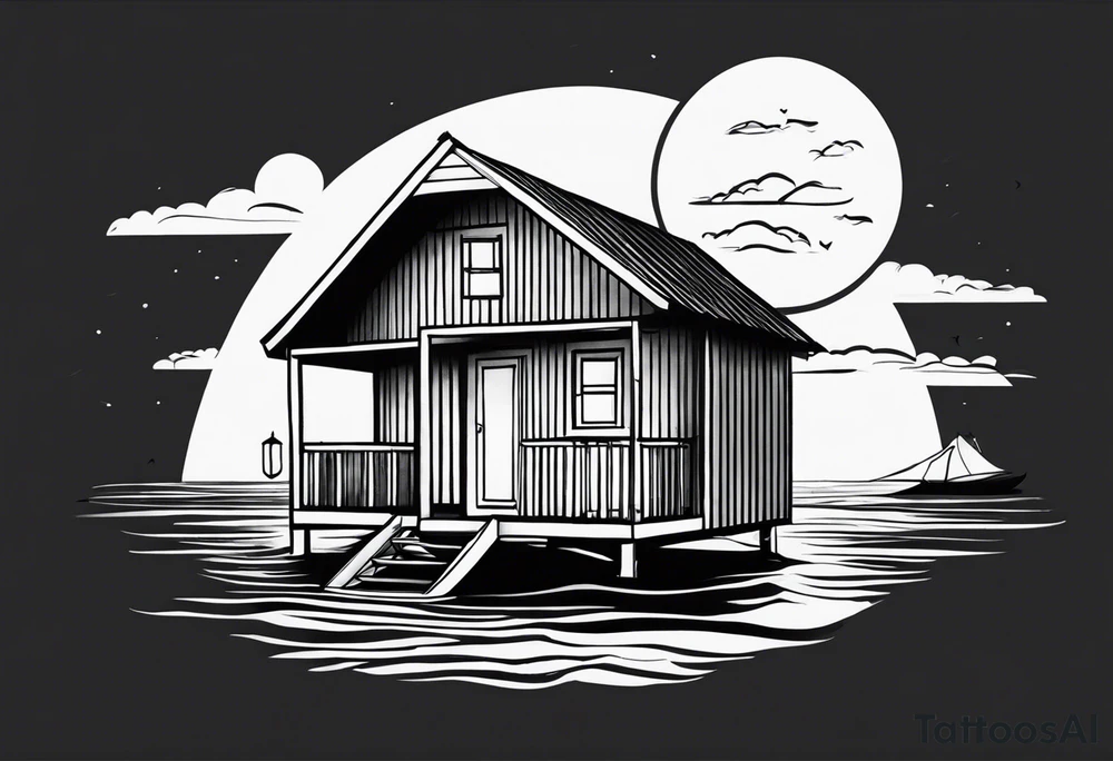 travel tattoo sea hut tattoo idea