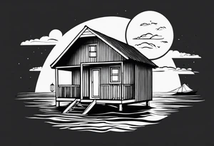 travel tattoo sea hut tattoo idea