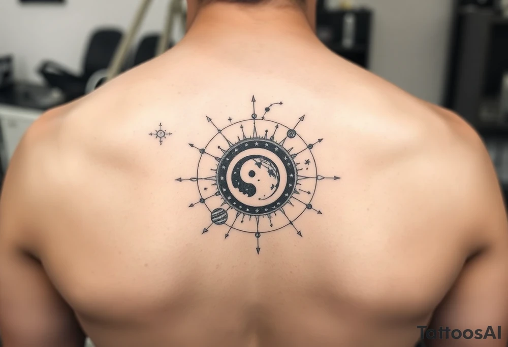Solar system tattoo with constellations tattoo idea