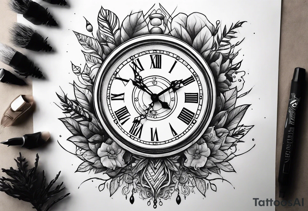 nature element clock memorial tattoo simple design tattoo idea nature element clock memorial tattoo simple design tattoo idea