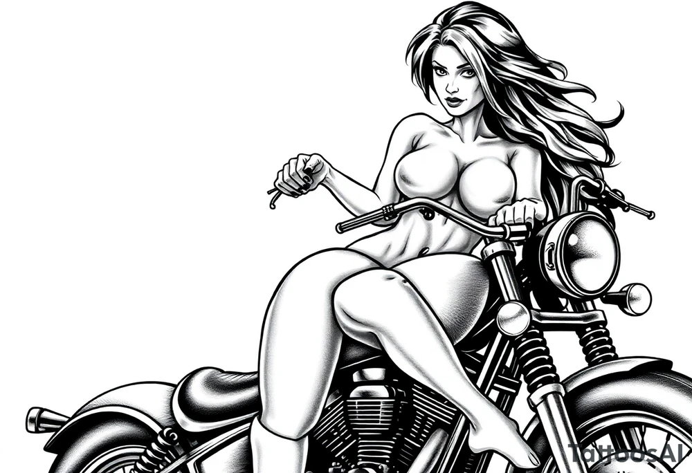 naked girl on motorcycle, slut, angry tattoo idea
