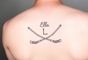 Ella with hockey sticks for L tattoo idea