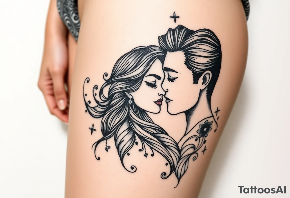 Mexican woman and black man in love tattoo idea