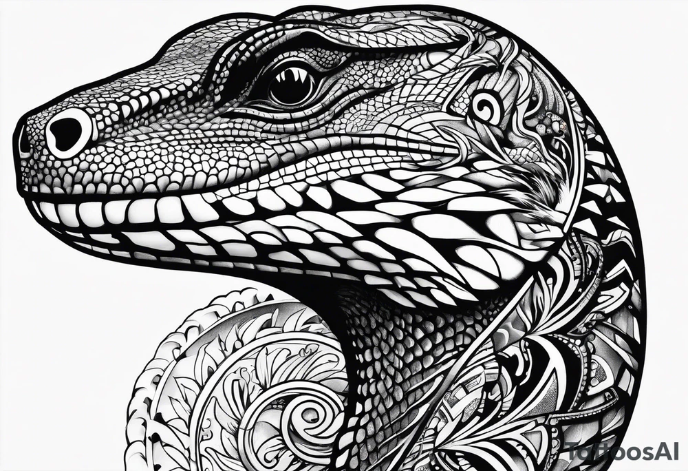 Aboriginal style goanna tattoo idea