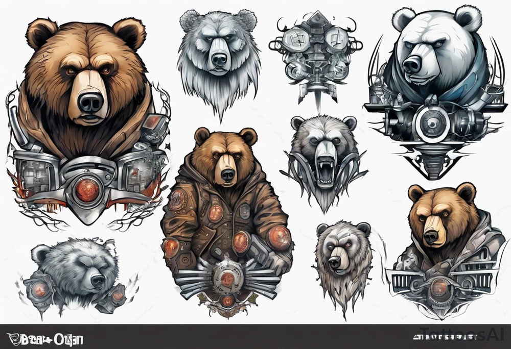Serious bear coming up behind a city tattoo idea