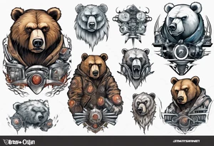 Serious bear coming up behind a city tattoo idea