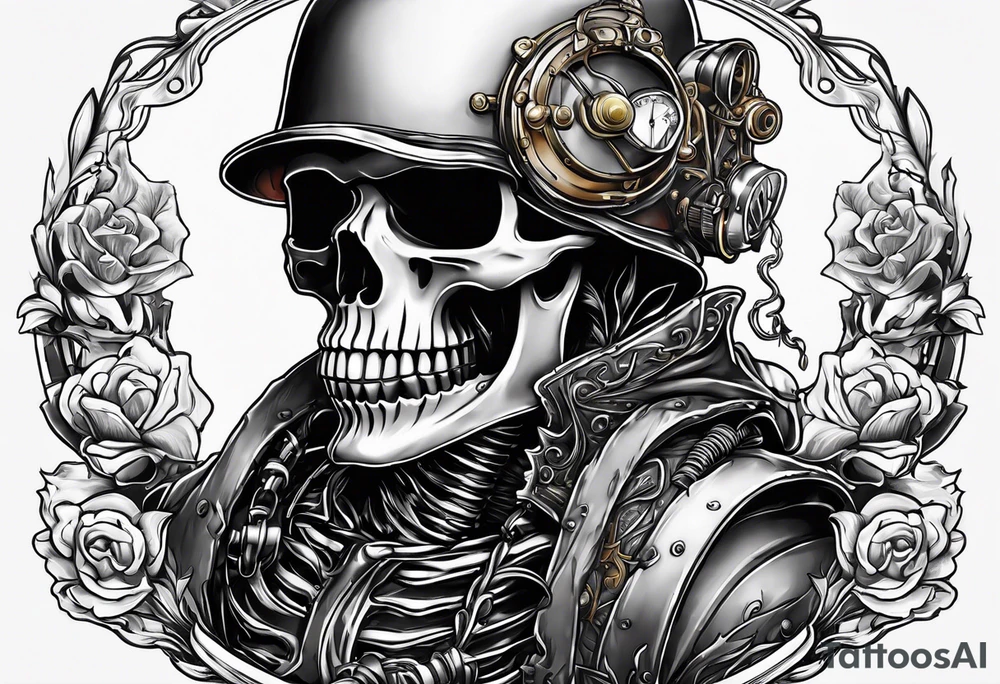 skeleton wearing a pipeliner welding hood tig welding a heart back together tattoo idea