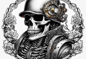 skeleton wearing a pipeliner welding hood tig welding a heart back together tattoo idea