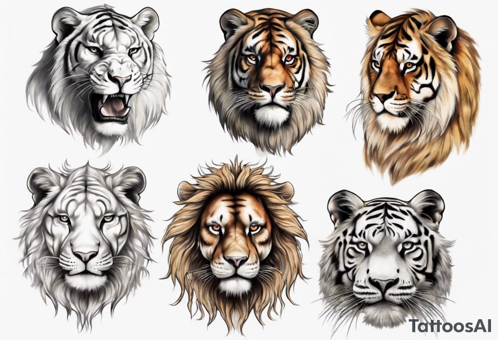 half lion half tiger tattoo idea