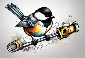 chickadee on a wrench tattoo idea