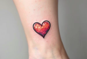 A gradient-style tattoo transitioning from a black infinity loop to a vivid ruby-red heart. tattoo idea