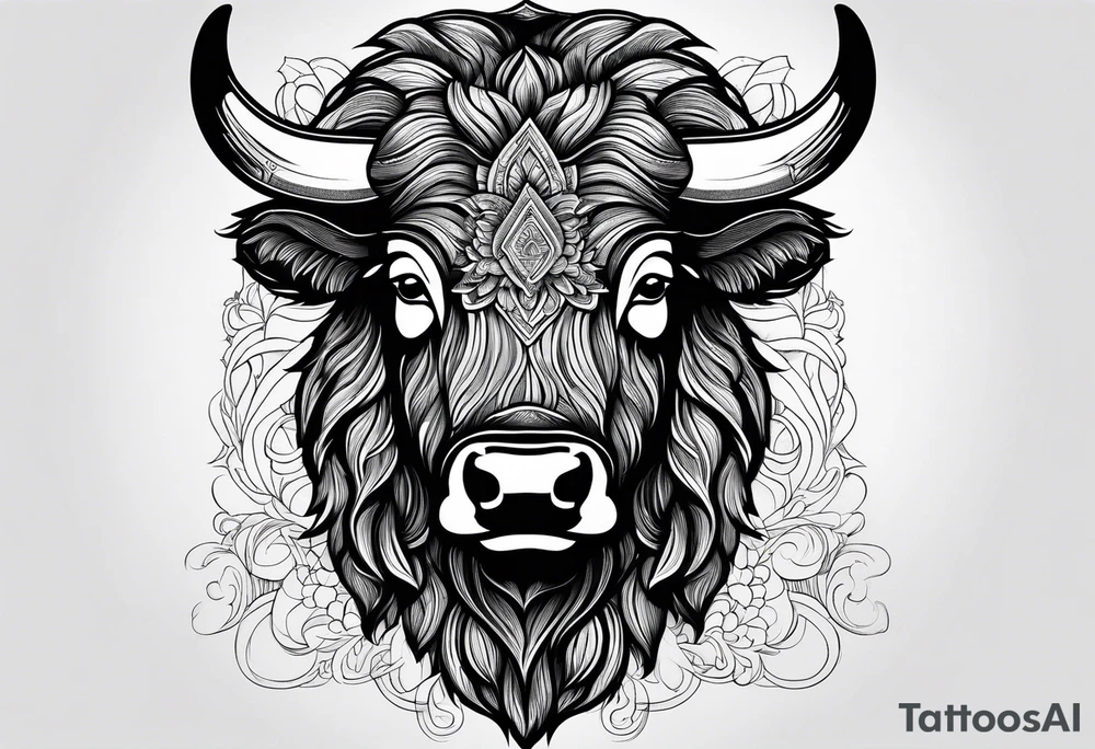 fine line bison doodle - white background, clean background, no skin tattoo idea fine line bison doodle - white background, clean background, no skin tattoo idea