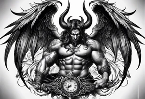 Devil with angel wings fighting tattoo idea